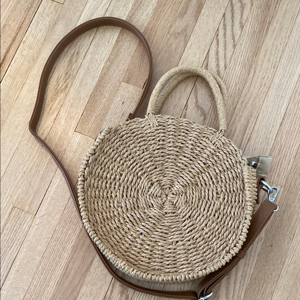 MMS Design Studio Tan and Brown Crossbody Bag with Spiral Weave